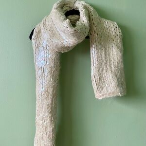 Iridescent and Cream Knit Scarf